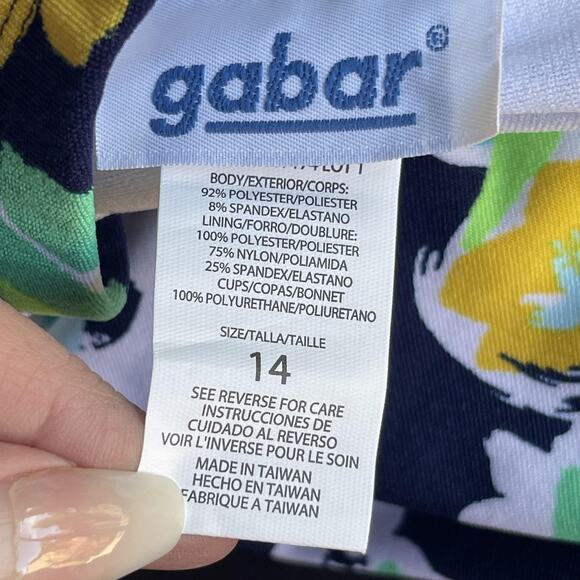 Gabar Swimsuit Womens 14 Navy Multi Floral Bandeau Chlorine Resist One Piece NWT - Picture 6 of 11